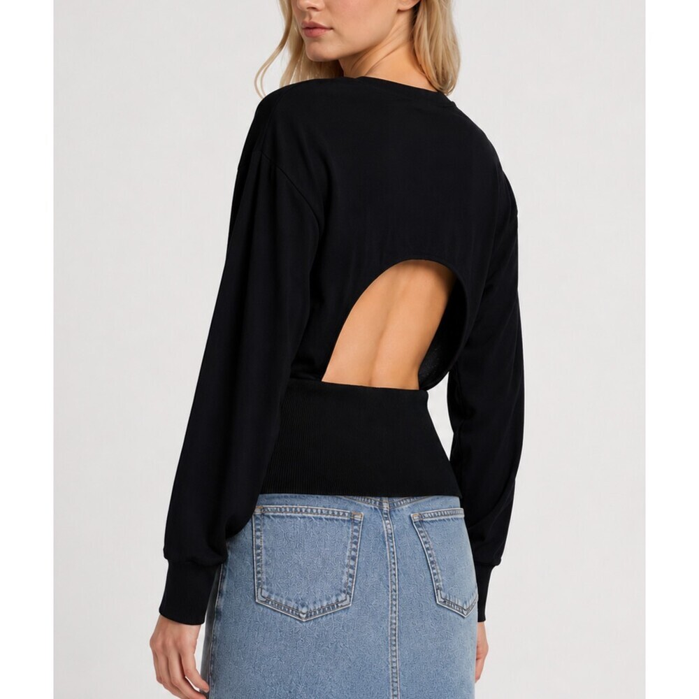 Express Open Back Dolman Long Sleeve Top Black - Size XS